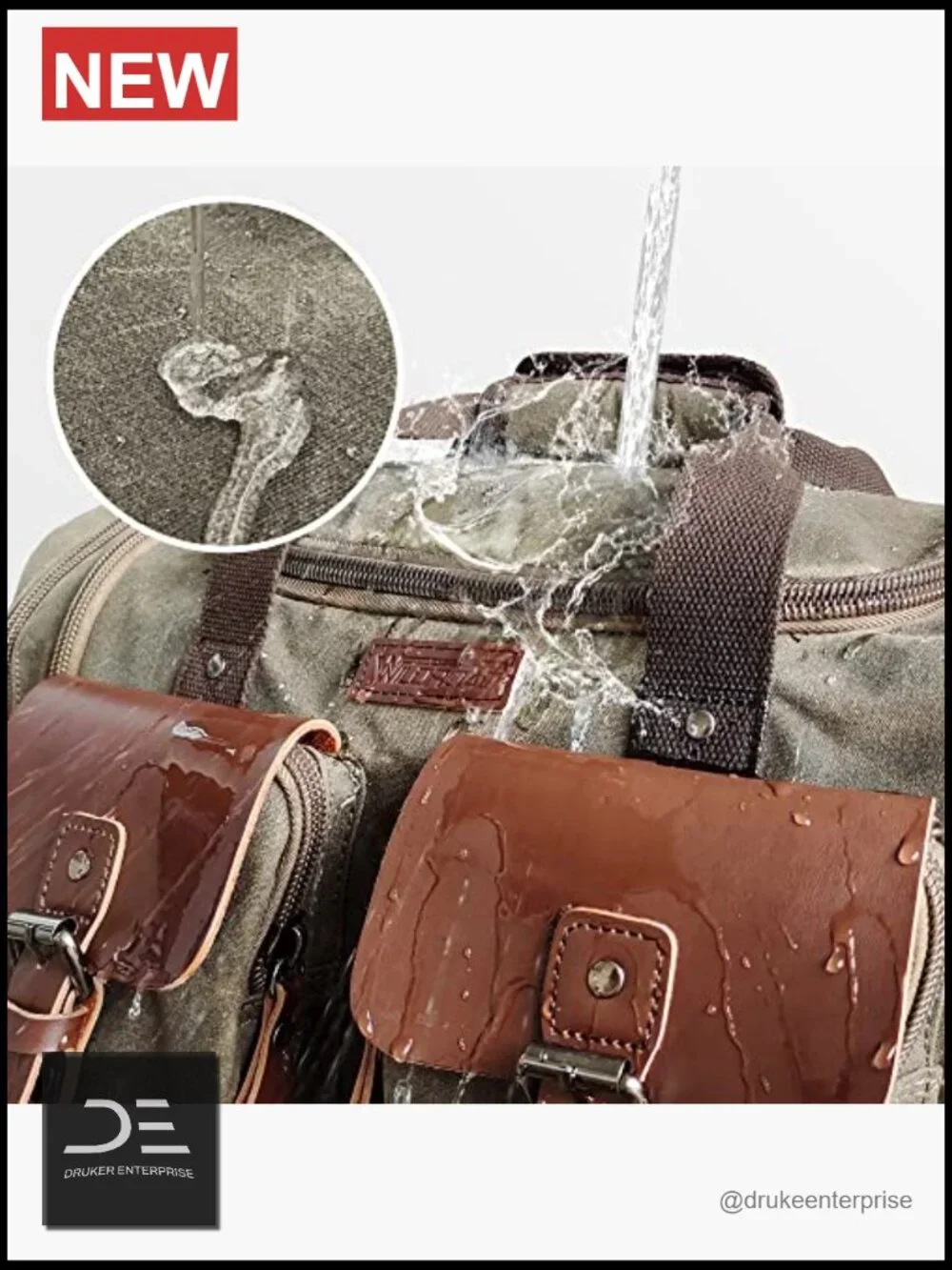 50L Waxed Canvas Waterproof Weekender Duffle Bag Travel Bag